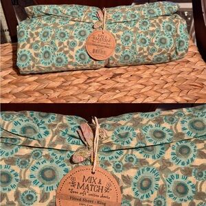 Natural Life King 100% cotton Mix & Match Fitted Sheet with Floral Pattern nwt